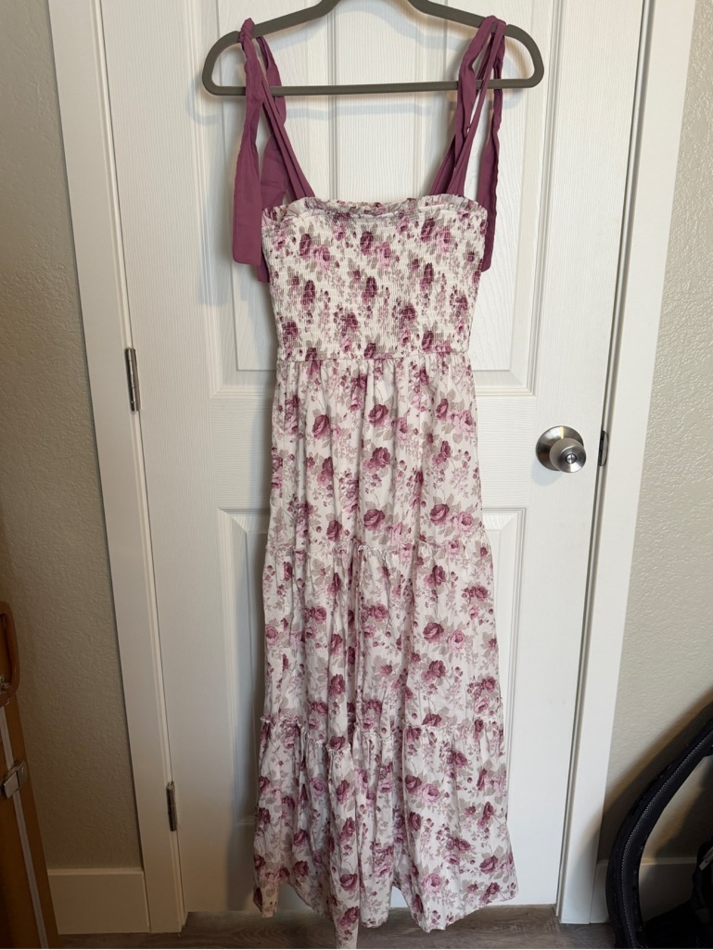 Altar’d State Floral Smocked Midi Dress Size XS Cottagecore Tie Strap - Picture 2 of 5